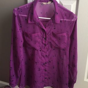 Sheer purple star button up
